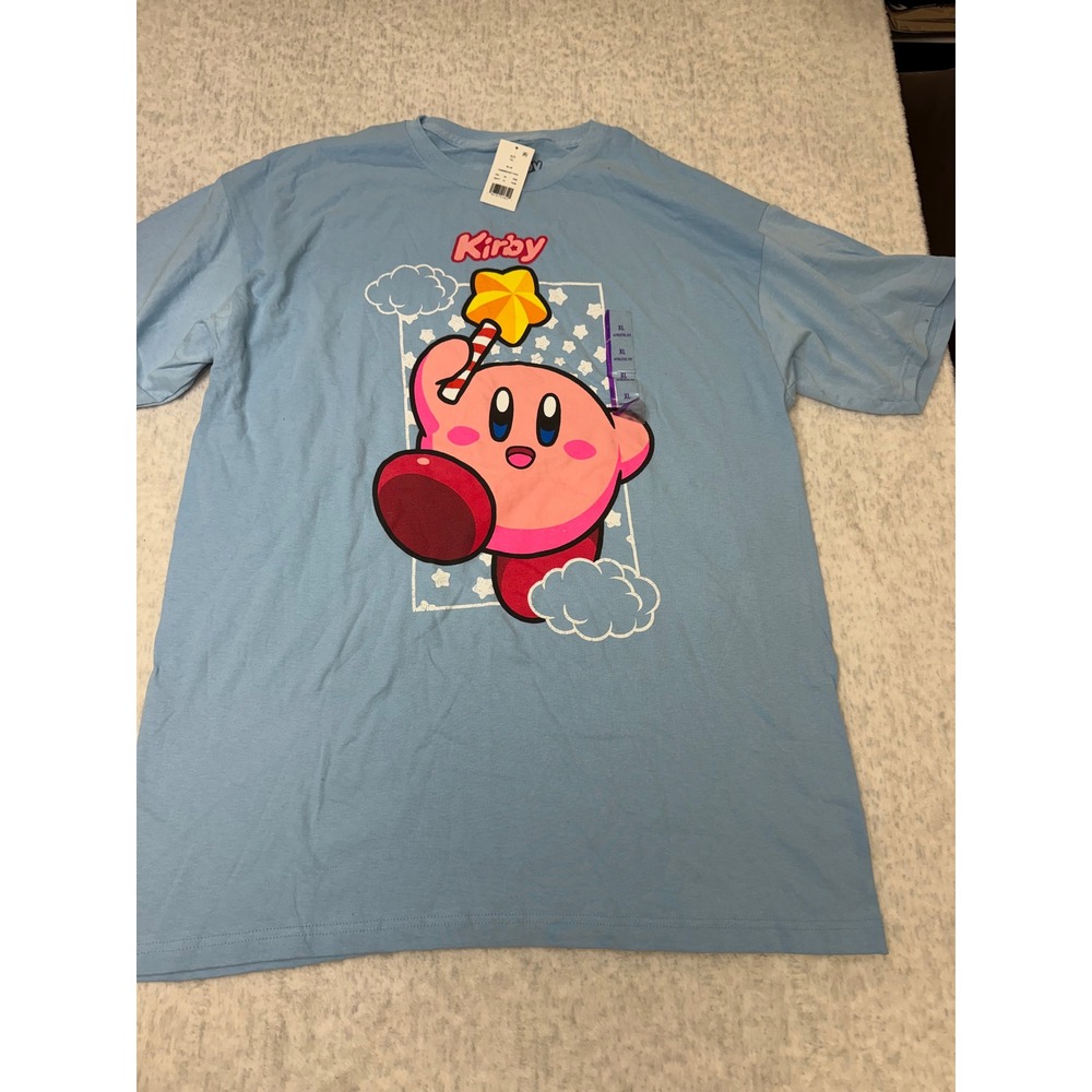 Nintendo Kirby Star Rod Graphic T-Shirt Mens XL Blue Athletic Fit TSM595DKBYTA03